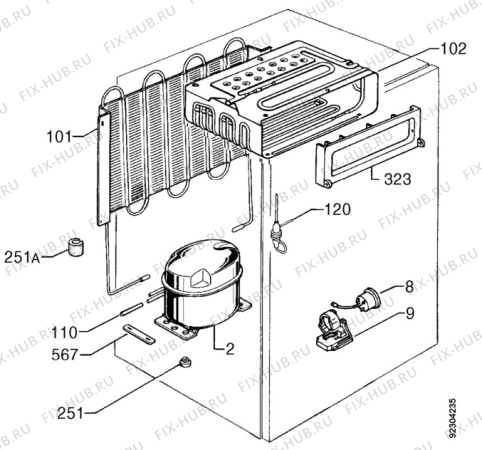 Взрыв-схема холодильника Zanussi ZFT51/2R - Схема узла Cooling system 017